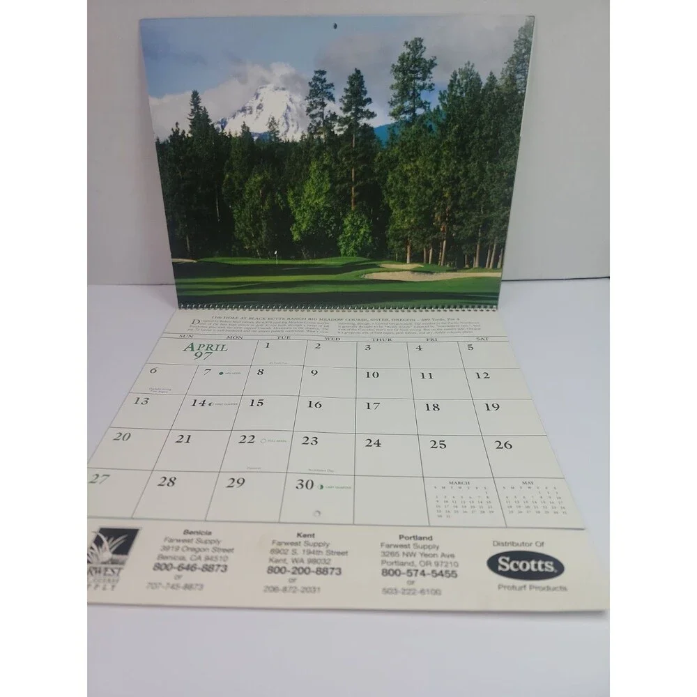 Vintage 1997 Golf Appointment Calendar Farwest Supply Scotts Golf Courses Spiral